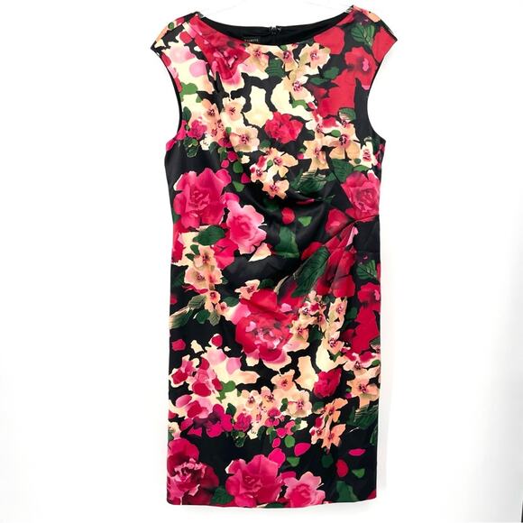 Talbots Dresses & Skirts - Talbots Sheath Dress Size 12 Floral Satin Watercolor Sleeveless